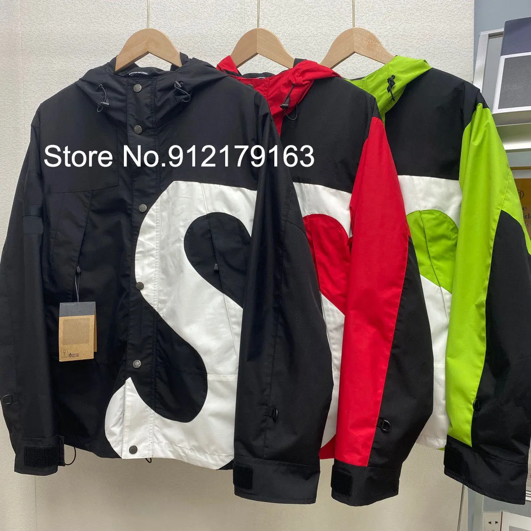 

21SS Best Version S Logo Mountain Jacket Men Women Waterproof Hooded Jackets Coats Men Box Logo Windbreaker