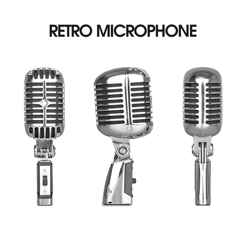 Vintage Metal Microphone For 55SH Classic Dynamic Wired Handheld Mic Live Recording Karaoke Studio