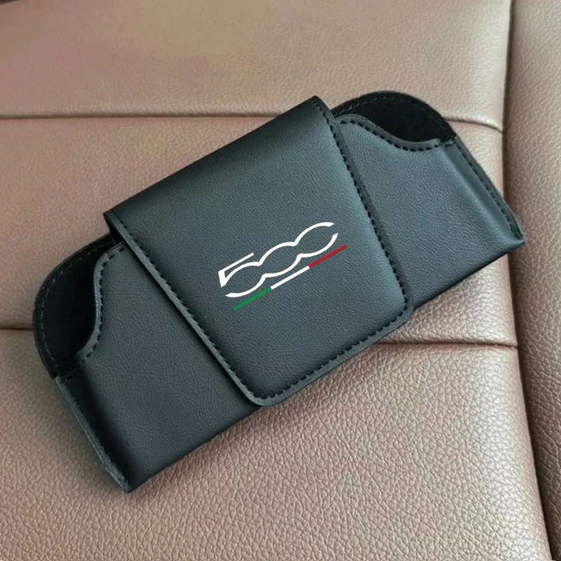 

Автомобильный чехол для очков из искусственной кожи, многофункциональный зажим для Fiat 500 500C 500S 500X Abarth, автомобильные аксессуары