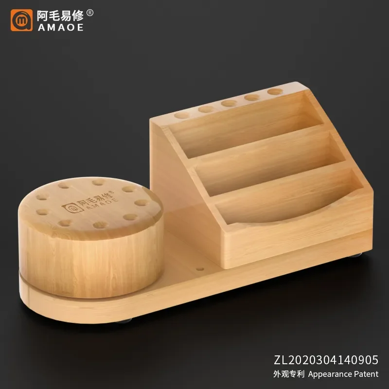 

Amaoe M62 Wooden Storage Box Rotating Screwdriver Tweezer Storage Stand Multifunctional Bamboo Organizing Holder Shelf