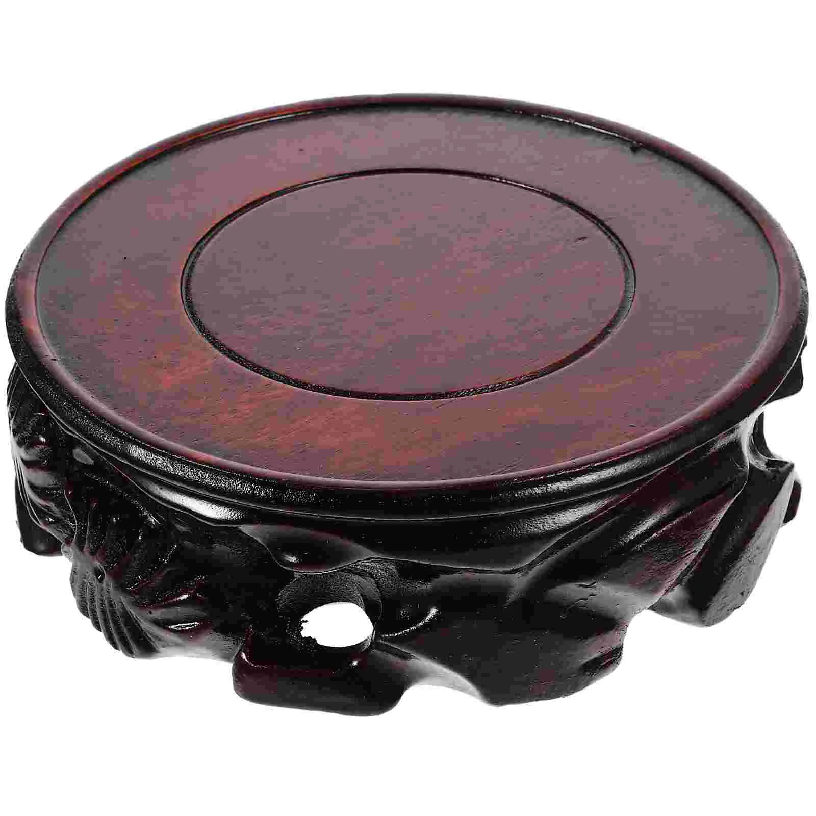 

Wooden Base Crystal Holder Stand Stone Potted Vasedisplay Stones Planter Shelf Roundplants Flowerpot Rack Desktop Ornamentstatue