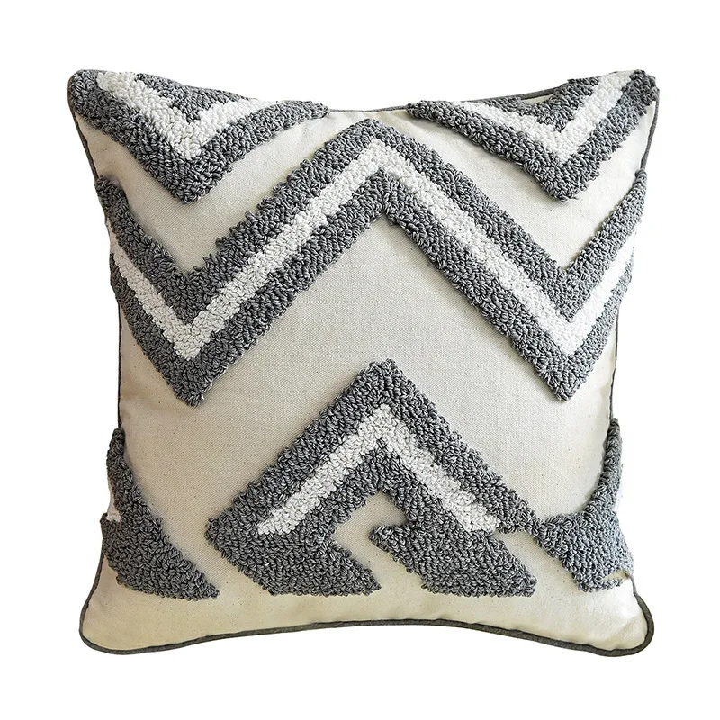 

CITYINCITY Tufting Cushion Cover Decoration Gray Geometry Sofa Pillow Case Handmade for Living Room