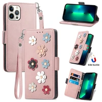 leather flip case for samsung galaxy s22 ultra s21 fe s20 plus note 20 luxury 3d flowers wallet shockproof stand phone cover