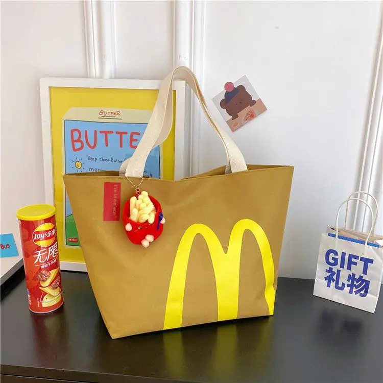 Casual Novelty Folding Tote Handbag Lunch Bag Canvas Traval Backpack, Toy Model Unisex Large Capacity College Student Bag