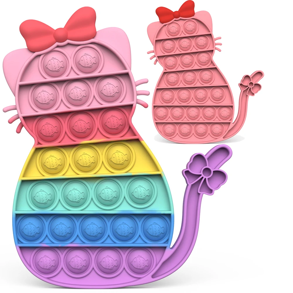 

Cute Cat Bow-knot Pop Bubbles Fidget Toys for Kids Anti Stress Relief Figet Toys Adults Sensory Autism Adhd Depression 2021