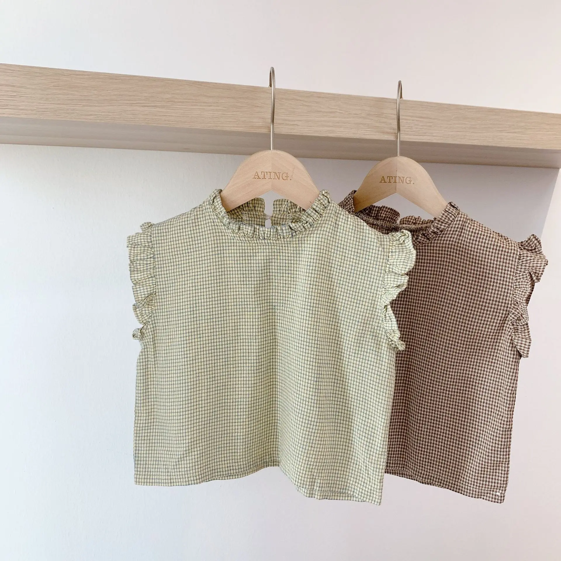 

2023 Summer New Style Toddler Baby Girl Casual Fashion Sleeveless Shirt Children Macrame Lattice Blouse Shirts 12M-6Y