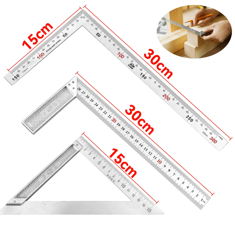 

Angle Ruler Woodworking Tool Turning Student Right 300mm Square 90 Angle Carpenter Square Ruler For Measuring Ruler Aluminum