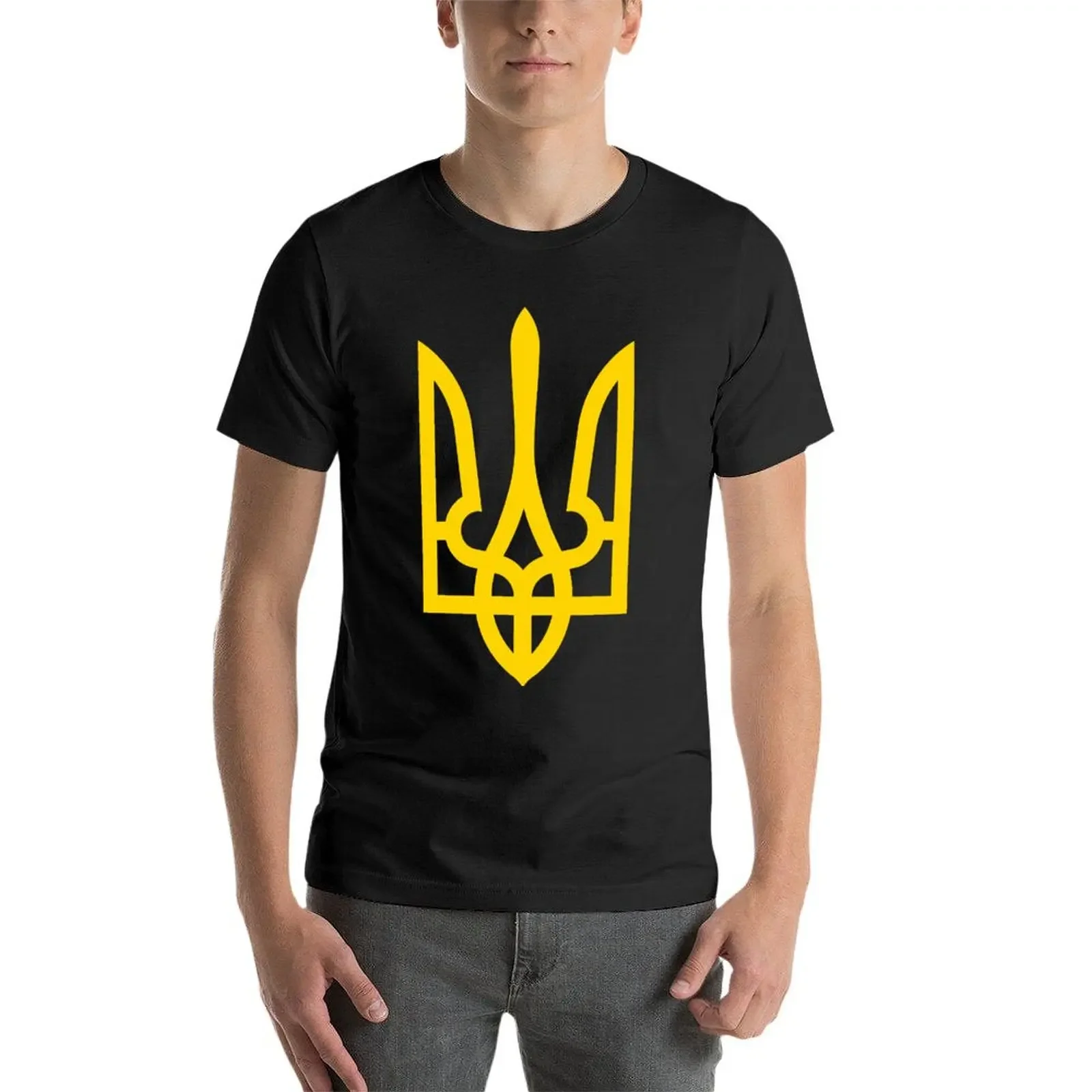 Tryzub (желтая) футболка с рисунком мужская одежда черные футболки для мужчин