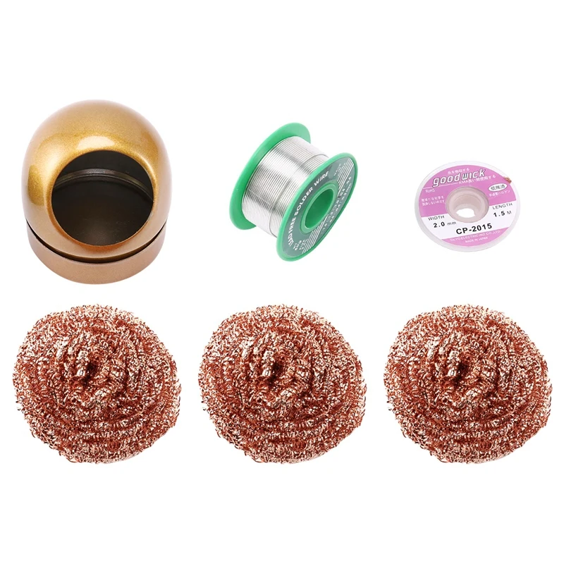 

6 Pieces Welding Tool Set Solder Tip Cleaning Wire Cleaner Holder Lead-Free Soldering Wire No-Clean Soldering Core