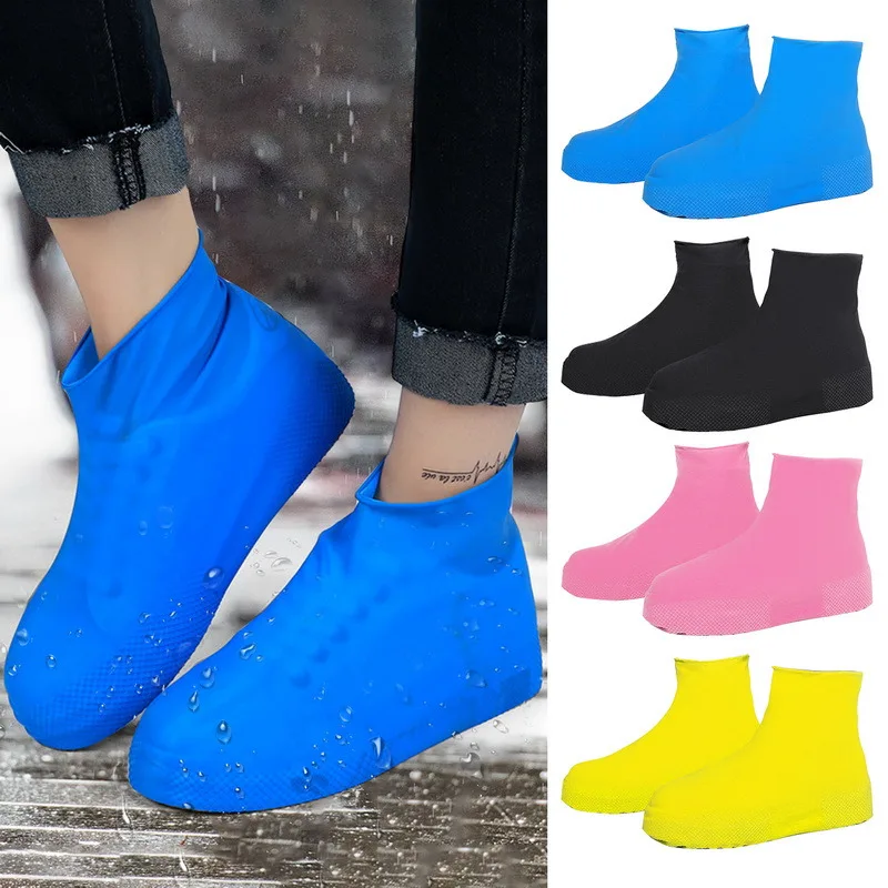 

1 Pair Latex Waterproof Shoe Cover Unisex Rain Boots Anti-slip Thickening Outdoor Overshoes Dust Cove Reusable for Rainy Day