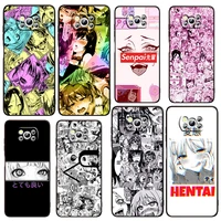 ahegao manga girl art for xiaomi civi mi poco x4 x3 nfc f3 gt m4 m3 m2 x2 f2 pro c3 4g 5g soft tpu cover black phone case