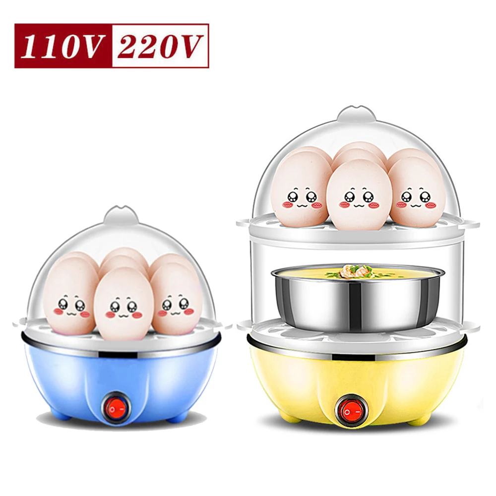 110V/220V Electric Egg Boiler Double Layer Multifunctional Corn Egg Custard Automatic Mini Steamer 14 Eggs Breakfast Egg Cooker