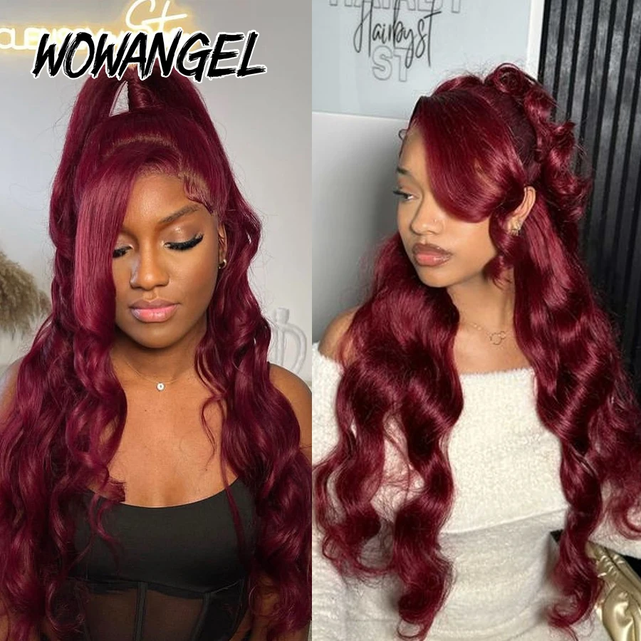 250% предварительно все 13x6 HD кружевные передние парики 34in безклеевые волнистые 99J