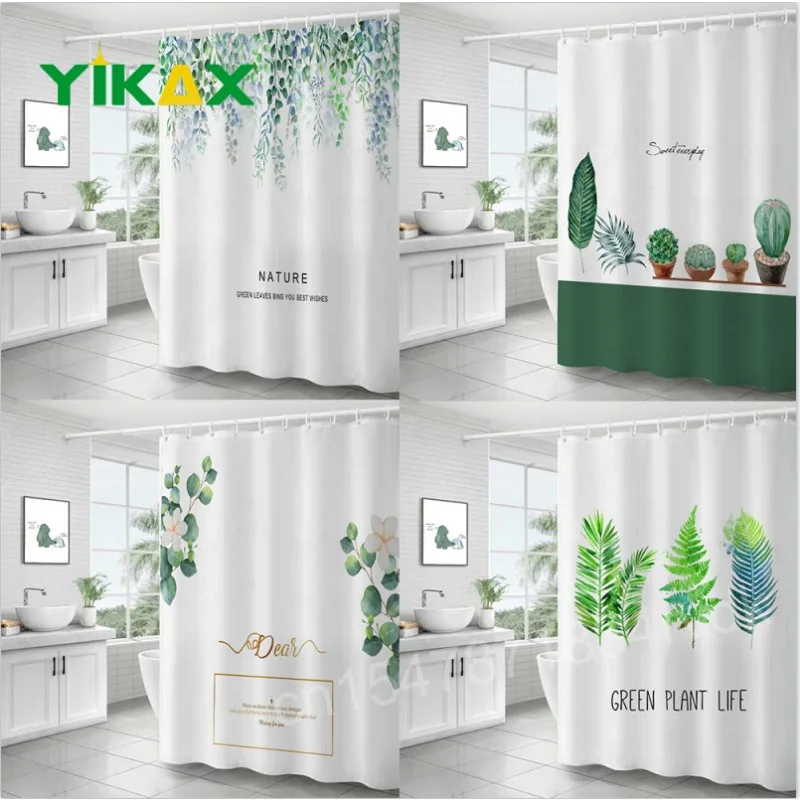 

Tropical Green Plant High Grade Soft Thickened Shower Curtains Bathroom Curtain Waterproof Polyester Bathroom Curtain With Hooks