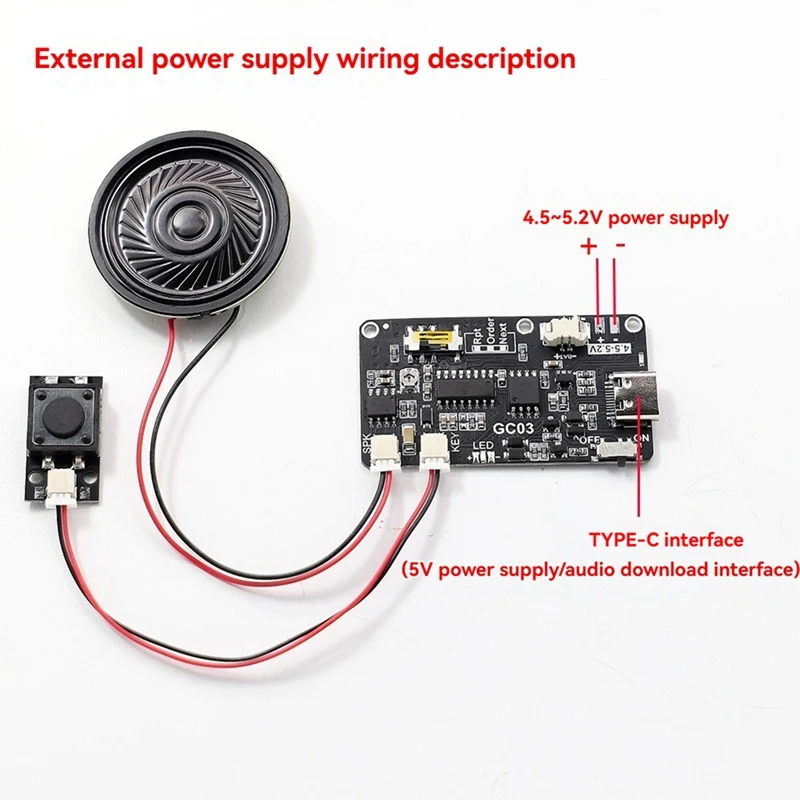 Записываемый звуковой модуль с загрузкой MP3 TYPE-C для подарочной коробки открытка