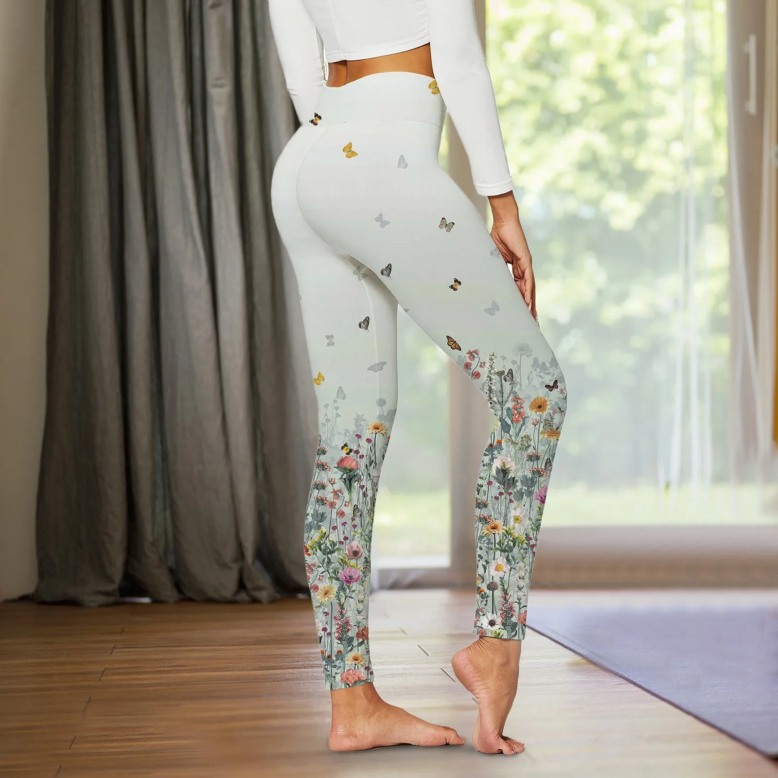 

Women High Waist Sports Leggings Long Sports Floral Prints Warm up Pants Women Women Black Pants Work Jogging Jeans Women