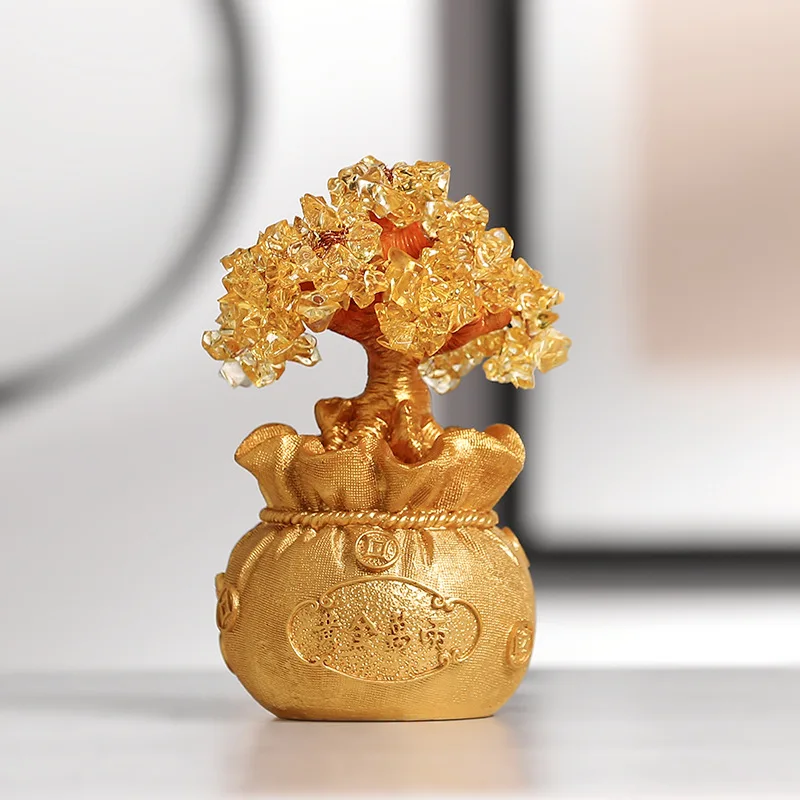 

European gold fortune tree crystal creative small ornaments living room bedroom porch TV cabinet decorative resin crafts