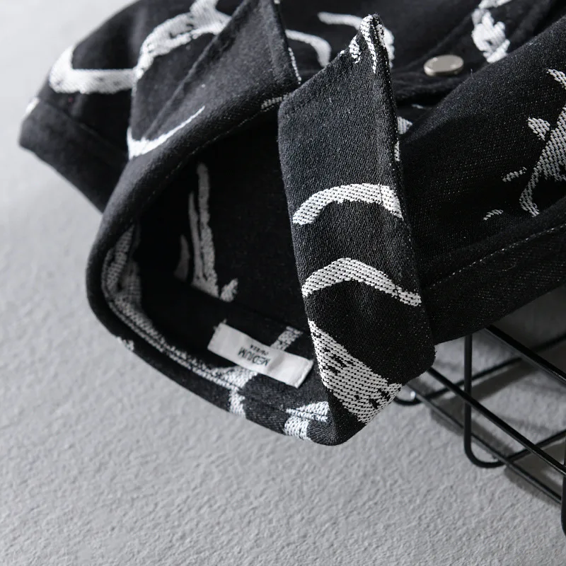 Осень-зима 9872 модные черные джинсовые куртки в стиле Харадзюку новинка 2023