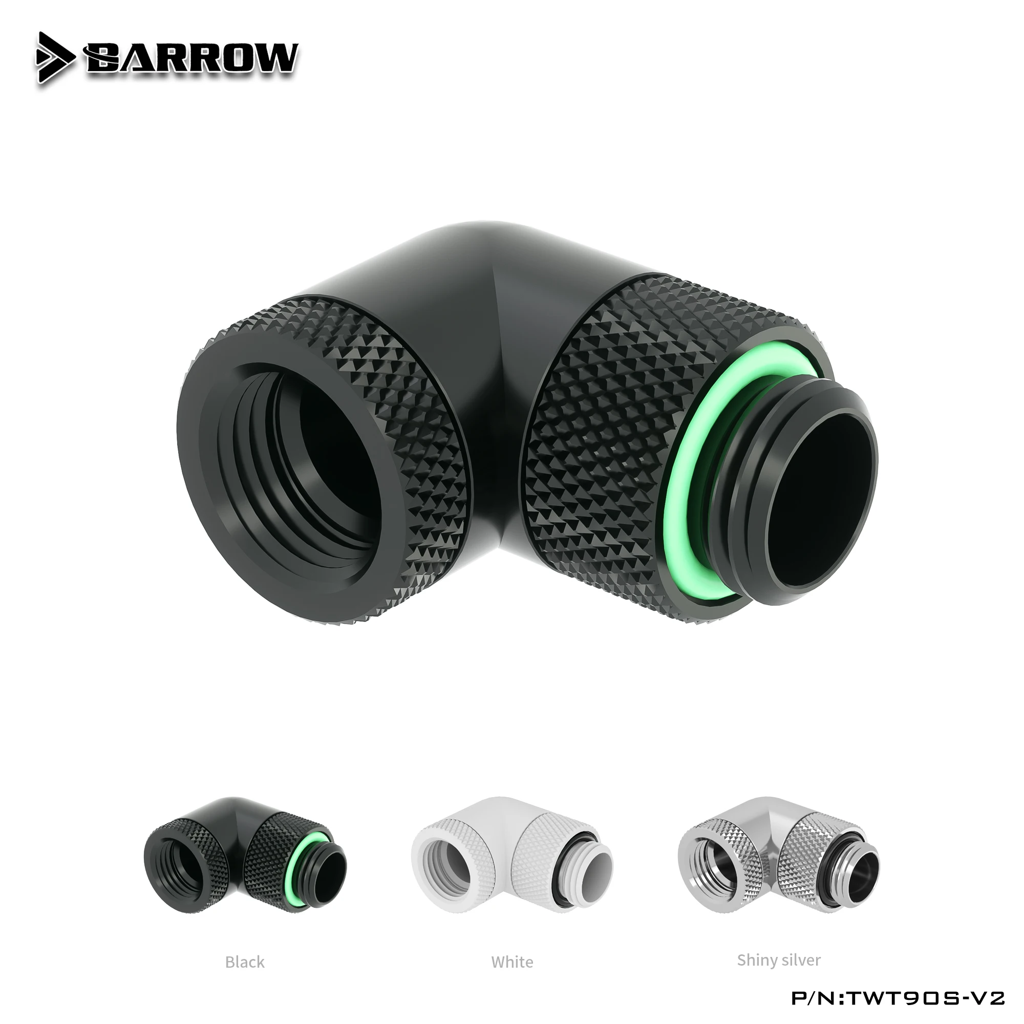 

Barrow черная серебряная резьба G1/4 дюйма, 90 градусов, два поворотных адаптера, вращающийся на 90 градусов
