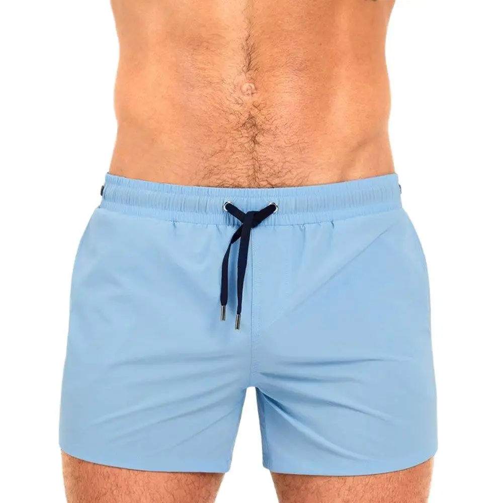 

UXH брендовая мужская облегающая короткая одежда для плавания, мужские пляжные шорты, плавки для плавания, мужские однотонные боксеры для плавания, купальные костюмы