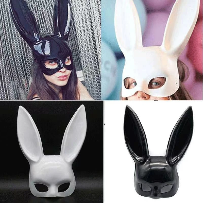 Rabbit Mask Masquerade Bunny Half Mask Nightclub Dance Birthday Party Easter Halloween Costume Accessory Cosplay Sexy Girl White images - 6