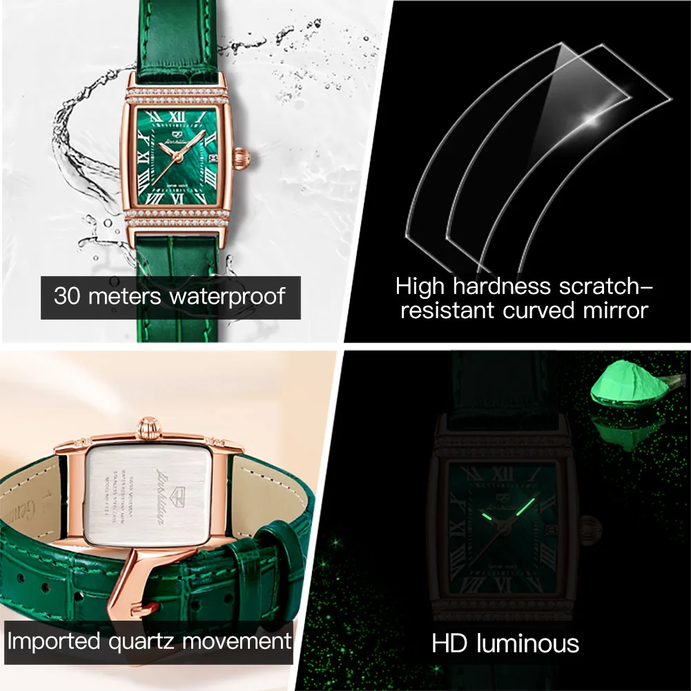 Reloj Mujer JSDUN Fashion Women's Quartz  Wrist Watch Classic Leather Strap Luxury Diamond Dial Waterproof Ladies Bracelet Gift
