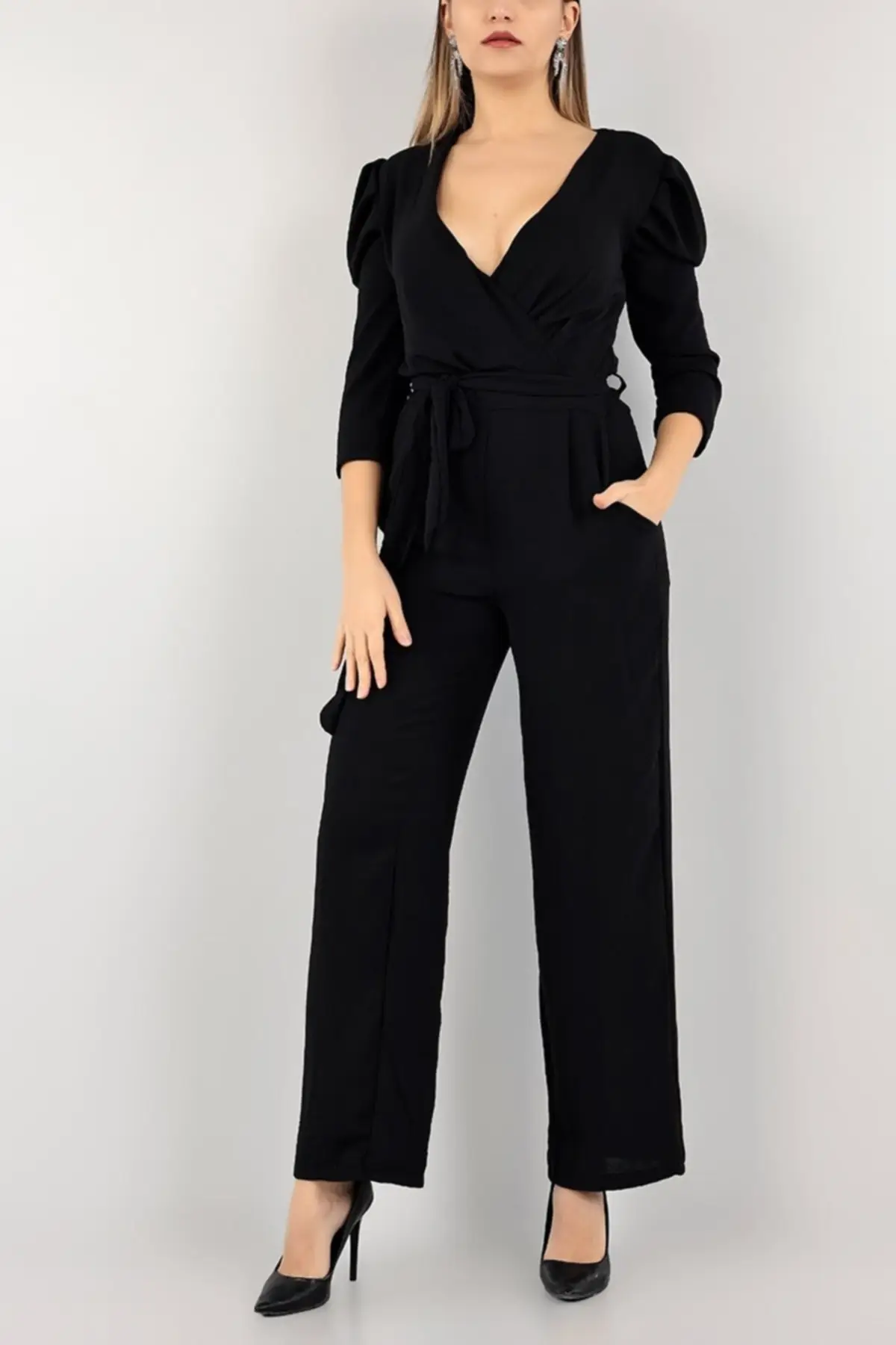 

Women's Overalls Black Belt aerobic Fabric Jumpsuit Hot Style Quality Fabric Sleeveless Baggy Trousers Casual Jumpsuit