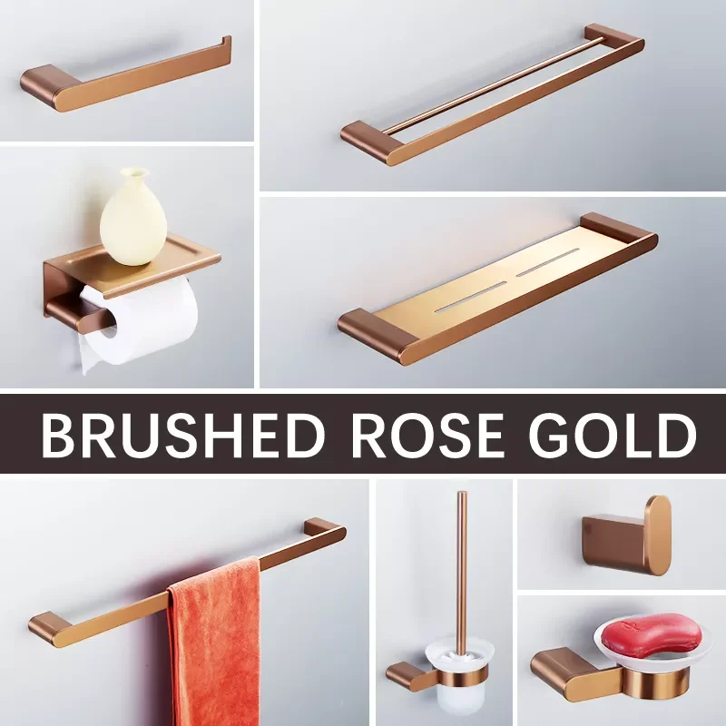 

Новинка, аксессуары для ванной комнаты из матового розового золота, 304 нержавеющая сталь, оборудование для ванной комнаты, вешалка для полот...