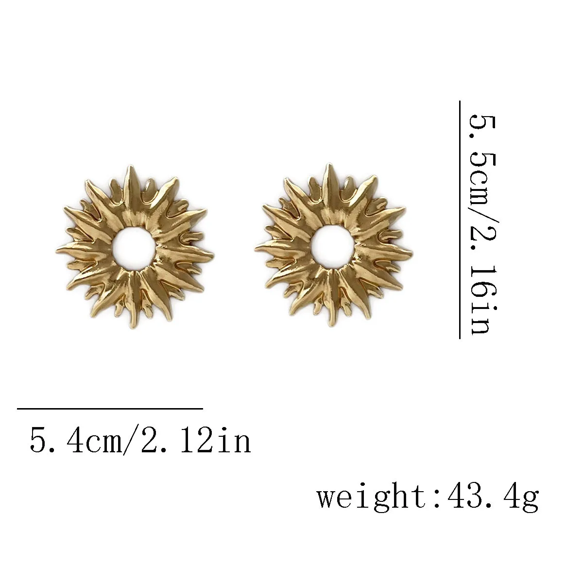 Металлические серьги-гвоздики с геометрическим рисунком подсолнечника для