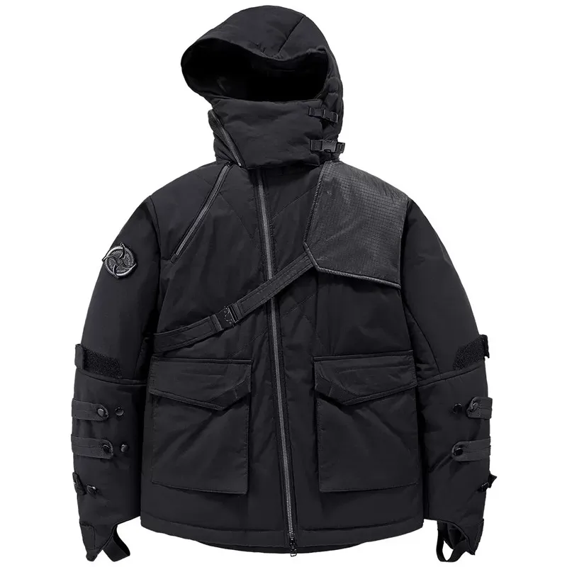 

Men's Fashion Techwear Parkas With Pockets Cotton Padded Thick Thermal Tactical Puffer Overcoat Hi Street Warm Down Jacket