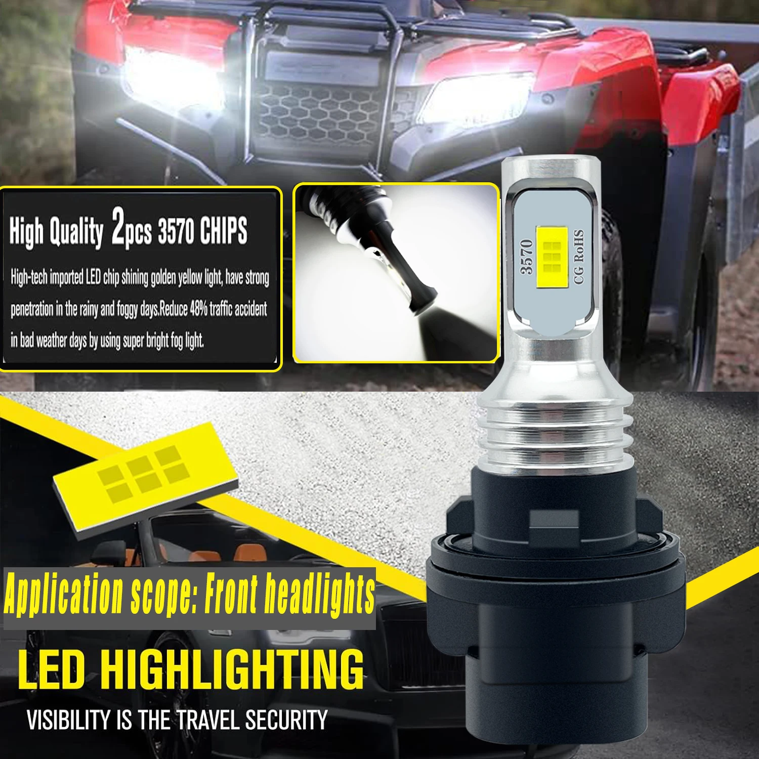 Фото Комплект светодиодных ламп HP5 для Honda TRX 350 TRX350 Rancher 2004-2006 ATV для фар OE №4