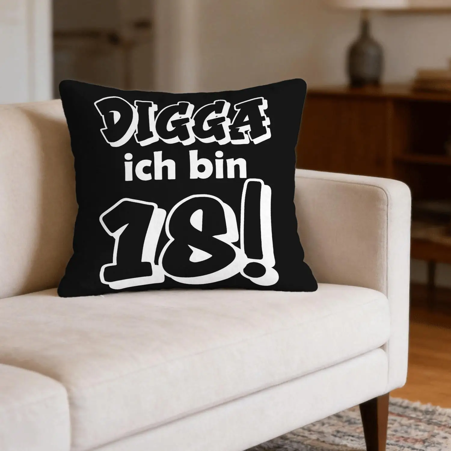 Фото Чехол для подушки Digga Ich Bin 18 с забавной немецкой сленговой типографикой, в стиле стритвир, для домашнего декора, для гостиной, дивана, спальни №4