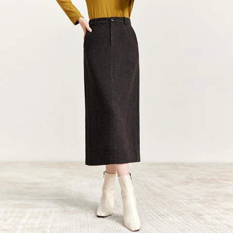 SENTUBILA шерстяная прямая длинная юбка для женщин