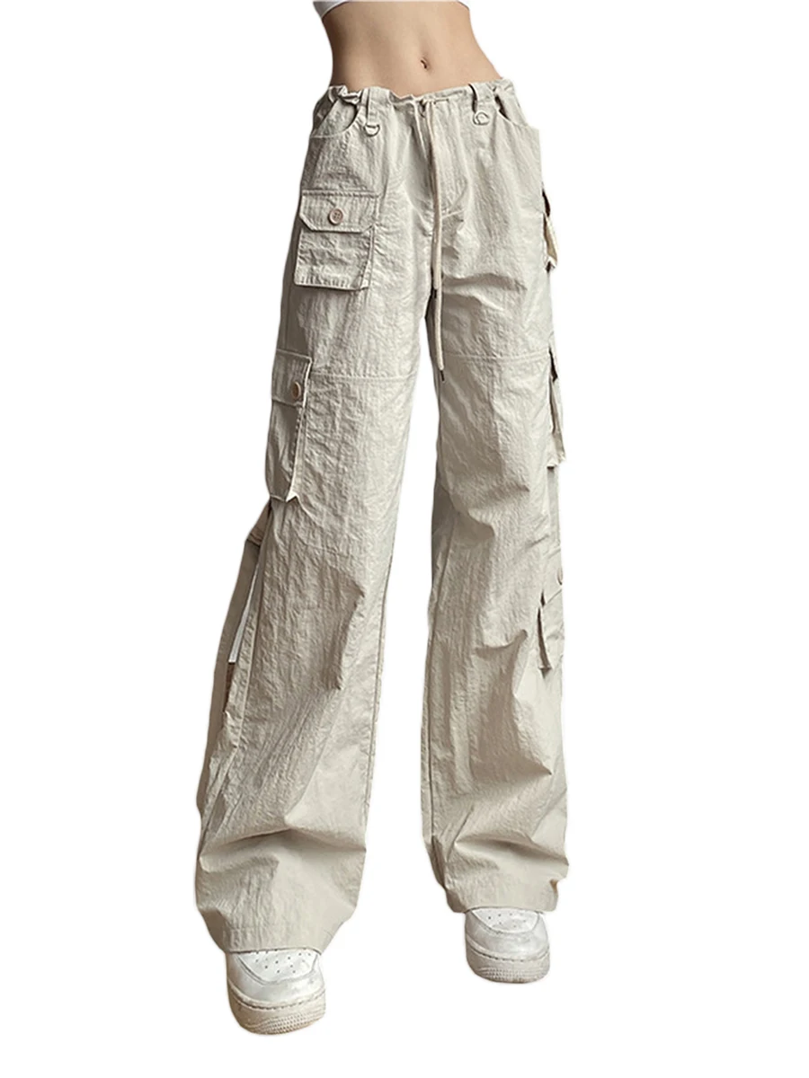 

LBDFBJY Women Loose Cargo Pants Low Waist Oversized Drawstring Wide Leg Sweatpants Jogging Pants Hippie Pants Streetwear