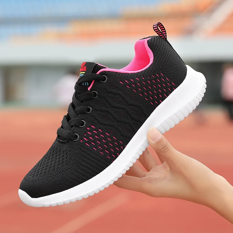 

Woman Tennis Shoes Light Breathable Female Sport Shoes Walking Sneakers Lace-Up White Women Flats Outdoor Casual Shoes