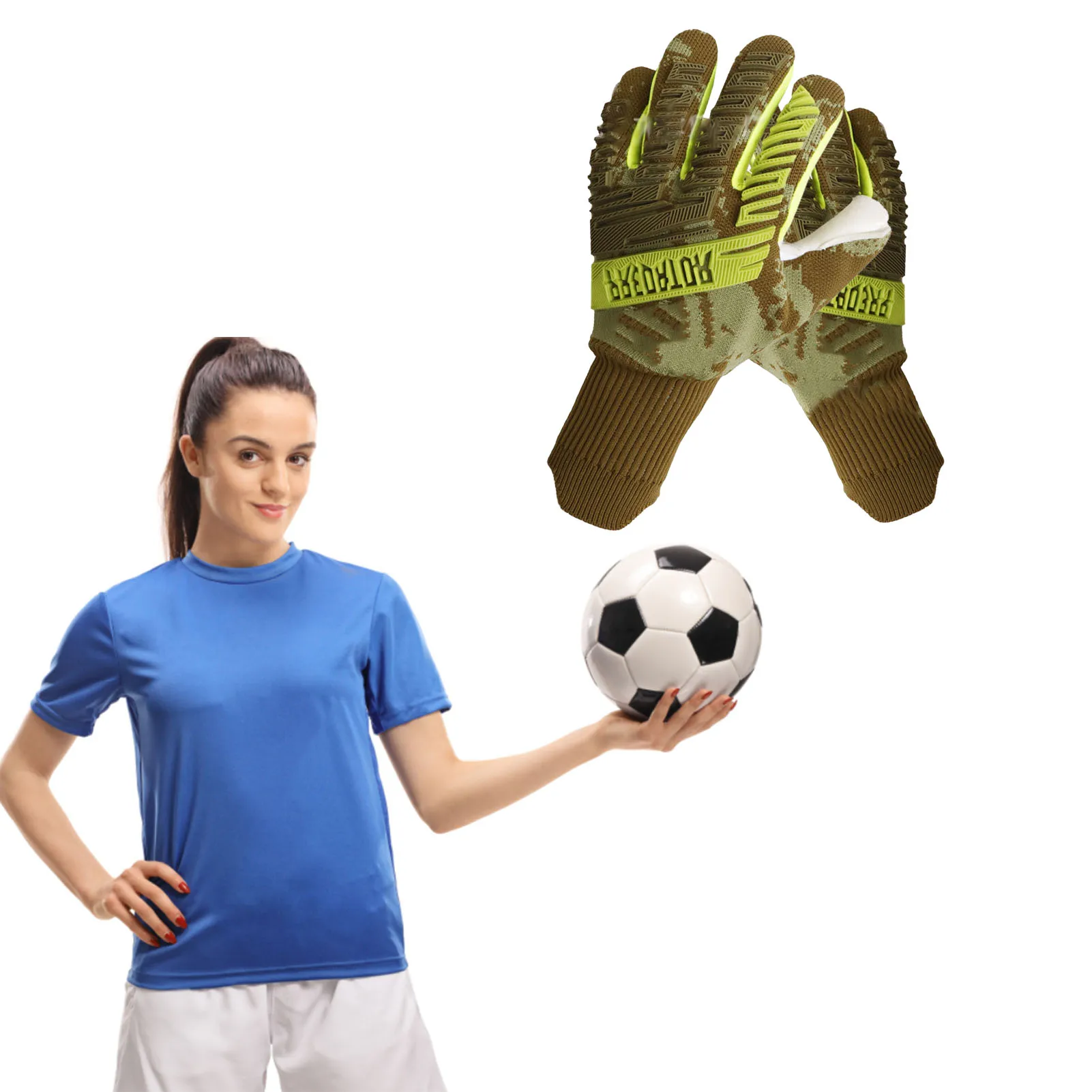 

Goalie Goalkeeper GlovesAnti-Slip Wear Resistant Latex Palm And Hand Back Goalkeeper Gloves Breathable Football Gloves With