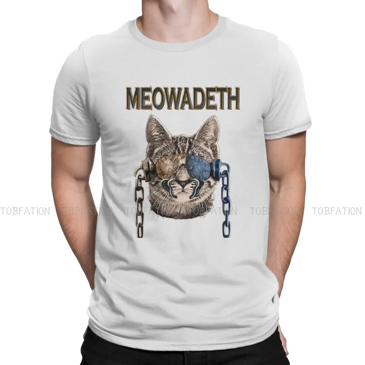 

Metal Music Cats Band Polyester TShirts MEOWADETH Distinctive Homme T Shirt Hipster Clothing