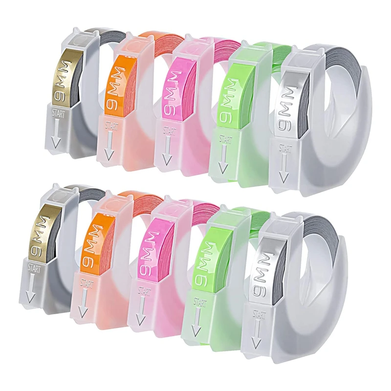 

10Pcs For Dymo 3D Label Tapes Embossing Labels For Dymo Label Maker Printer Ribbon Labeling Machine 1610 Motex E101