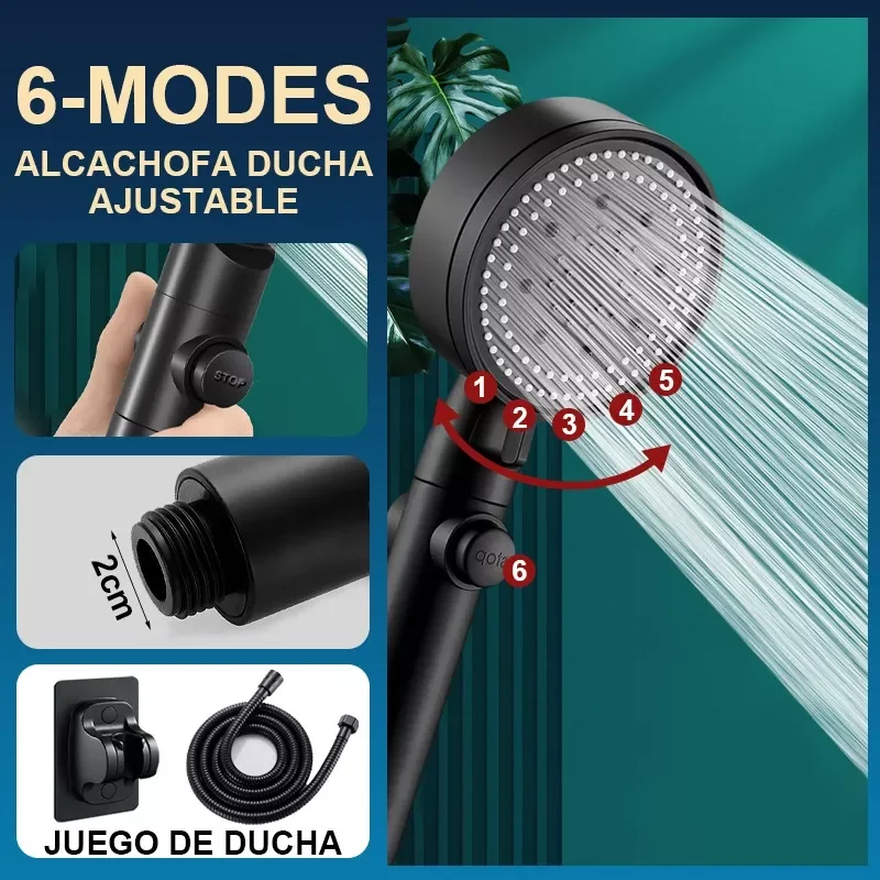 

Shower Head Modes Shower Head Adjustable High Pressure One-key Stop Water Water Saving Shower Massage Shower Head for Bathroom A