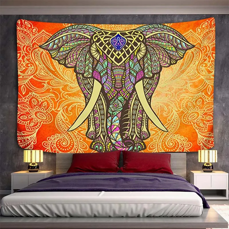 

3D настенный гобелен в виде слона, Богемный Хиппи спальный фон, тканевый принт, домашний декор