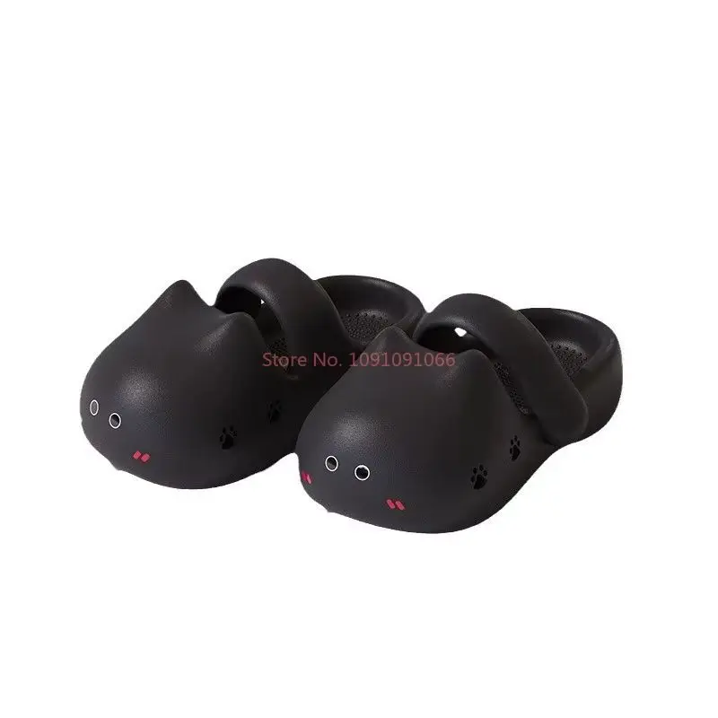 Женские сабо с милым котом летние нескользящие удобные сандалии на массивной