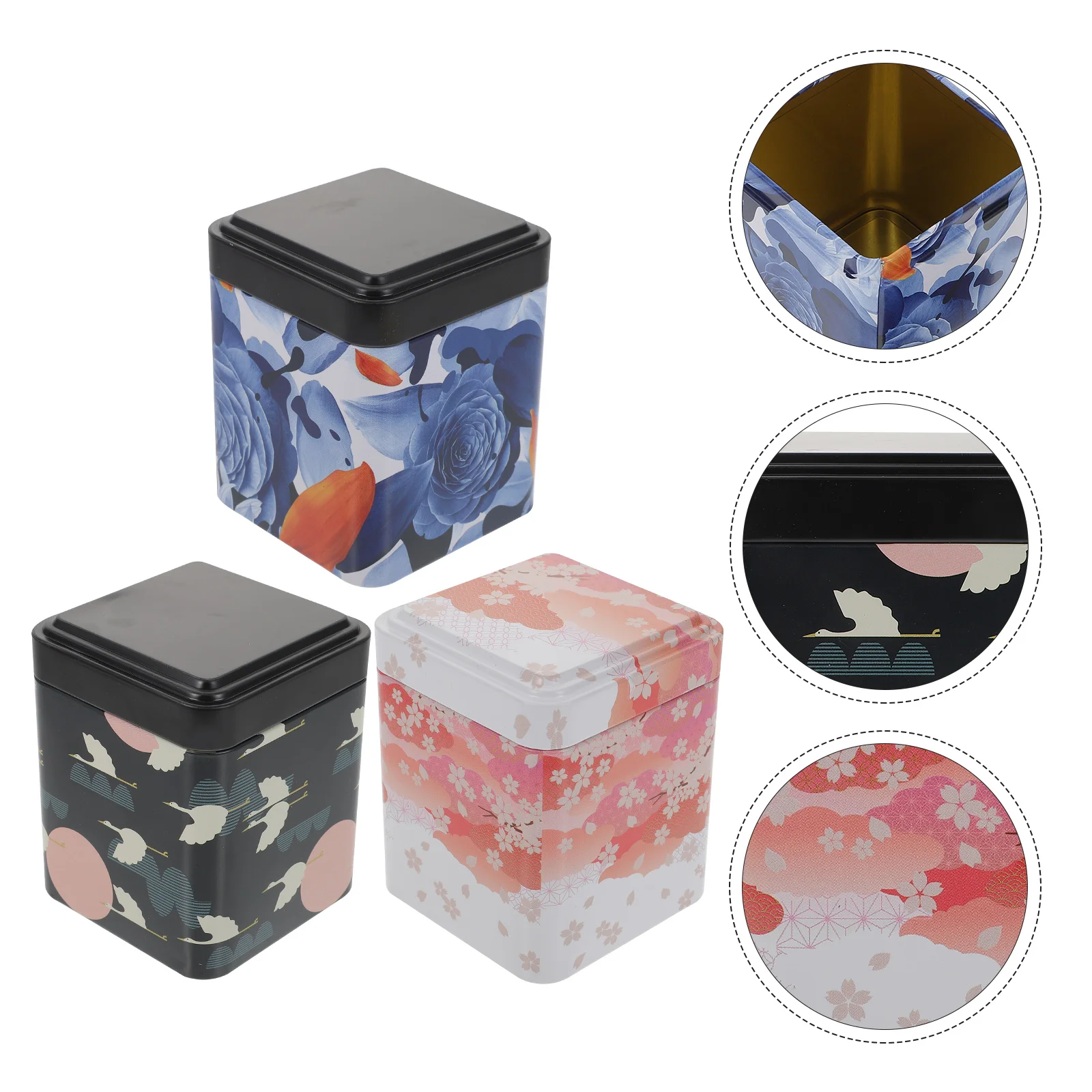 

3 Pcs Tinplate Tea Box Mini Containers Lids Loose Jar Storage Organizer Tealight Holder Candy