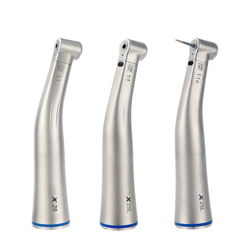Dental 1:1 Increasing Blue Ring Contra Angle Low Speed Handpiece With Optic Fiber X25L Fit NSK KAVO Electrical Handpiece