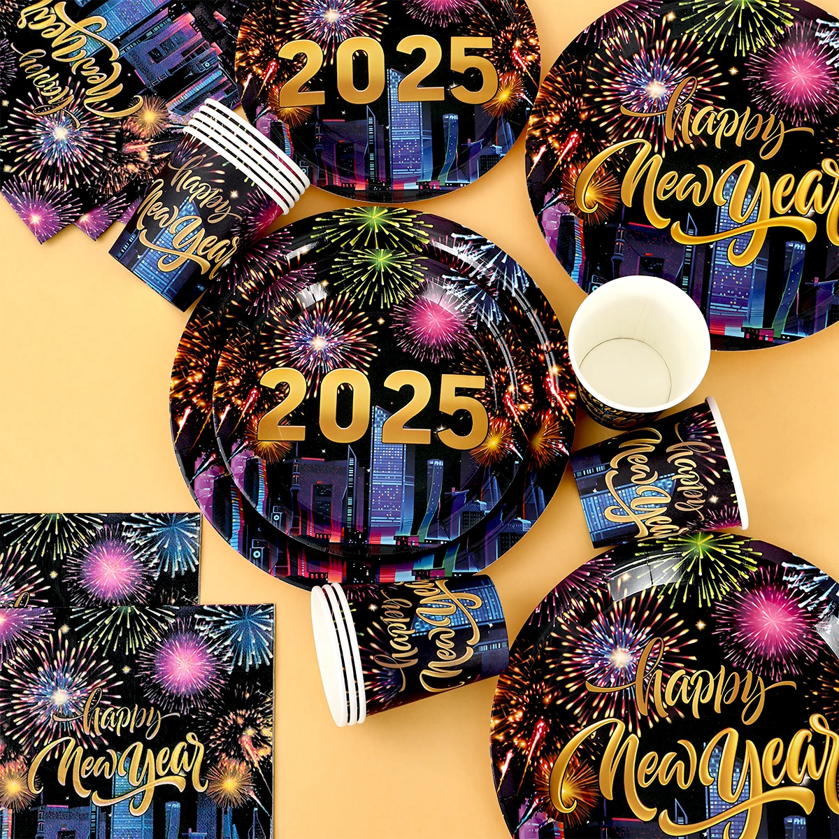 Новогодние фейерверки наборы бумажных тарелок рождественские украшения для