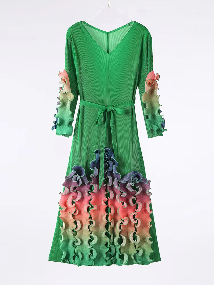 EGRM Высококачественное новое платье средней длины с градиентными оборками и