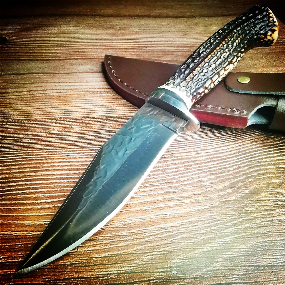 

High-quality Forged Knife, Thick Stainless Steel Knife, Sharp and Cut Resistant, Outdoor Hunting Knife, with Scabbard