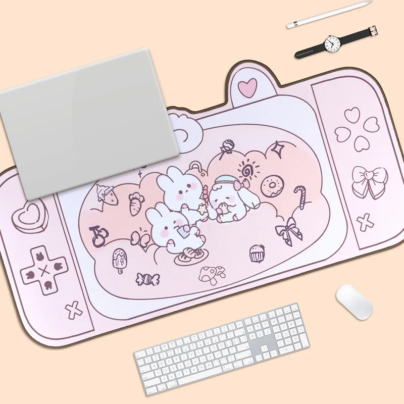 

Large Kawaii Gaming Mouse Pad Cute Cartoon Rabbit Ears Pink Desk Mat Water Proof Nonslip Laptop Desk Accessories