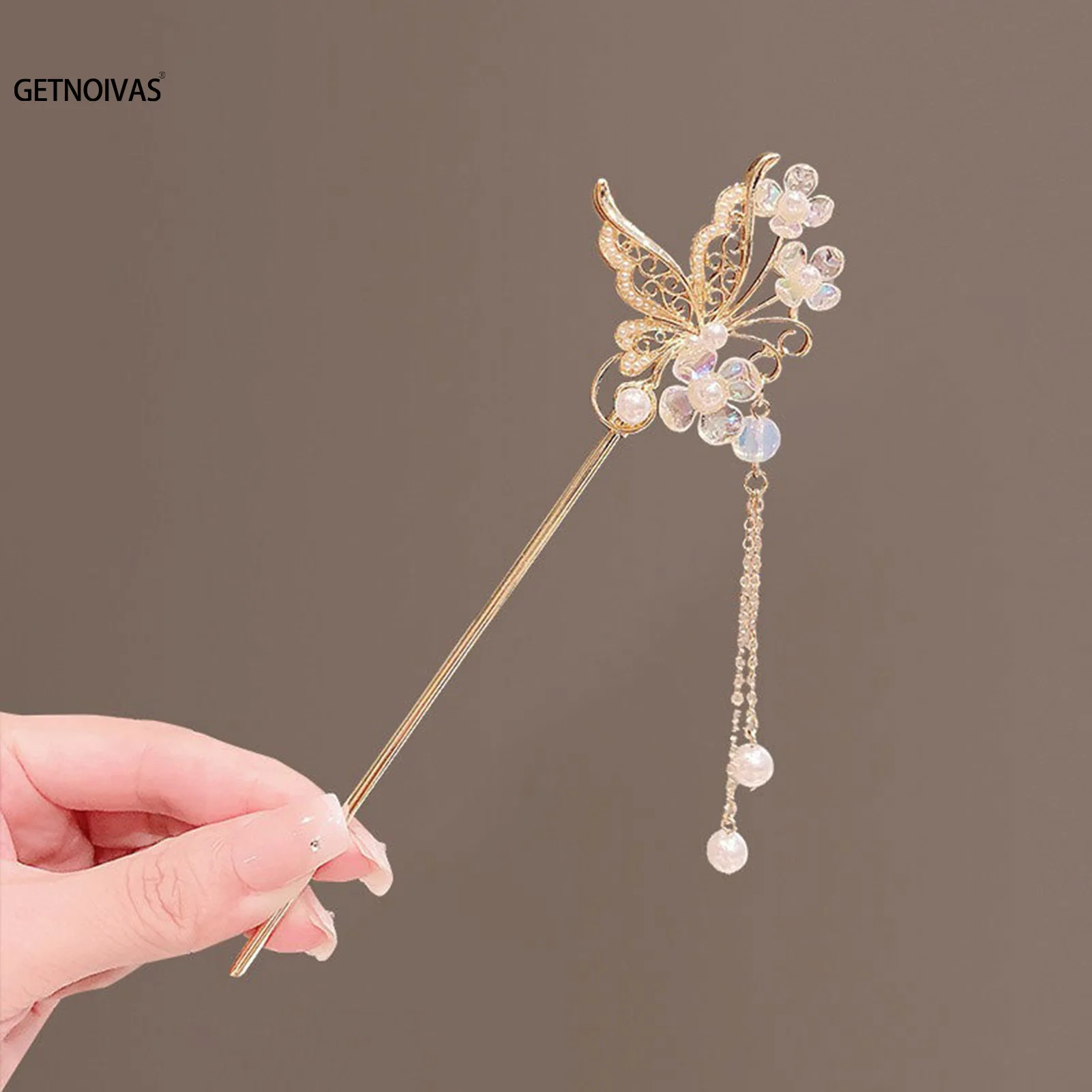 Модная классическая заколка для волос с жемчужными бабочками и кисточками вилки