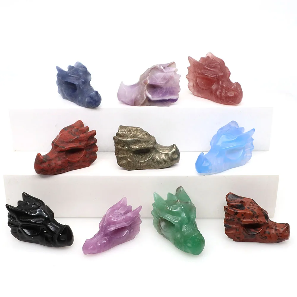 

1,5 "Голова Дракона, Череп, статуя натуральное лечение рейки, хрустальный кварц, ручной камень, искусственная энергия, ремесло, украшение для дома, подарок