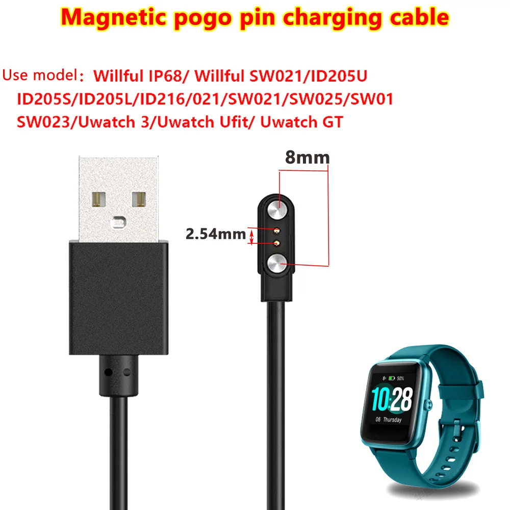 

2pin USB Universal Magnetic Charging Cable 2.54 pitch usb 1 to 2 pogo pin Magnetic Charger Cable Male for ID205S/L/U ID216/SW025